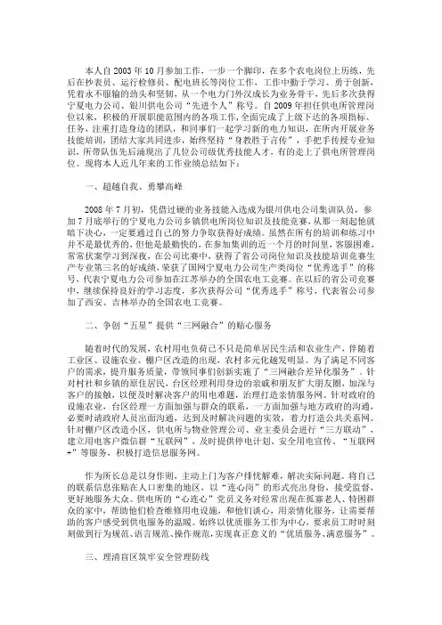供电所工作业绩及亮点(最新)