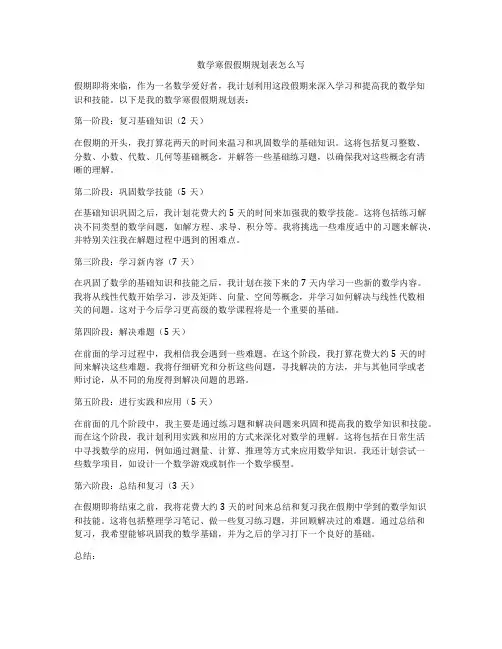 数学寒假假期规划表怎么写