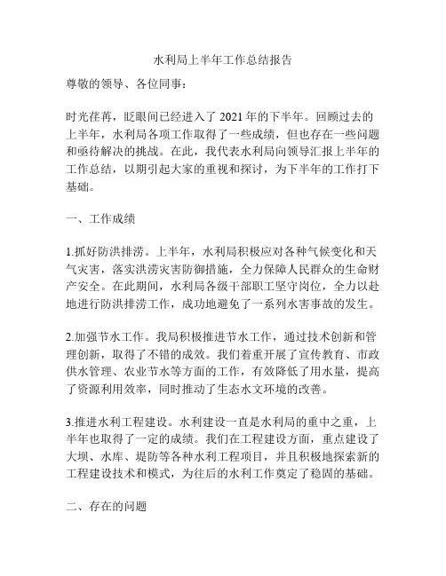 水利局上半年工作总结报告