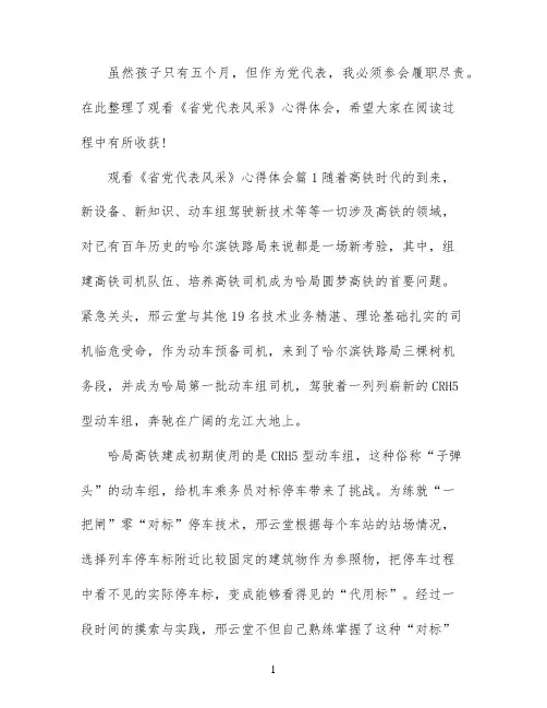 观看省党代表风采心得体会