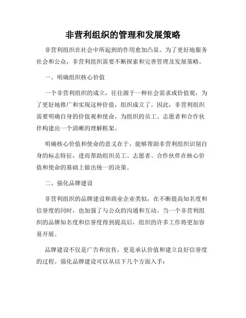 非营利组织的管理和发展策略