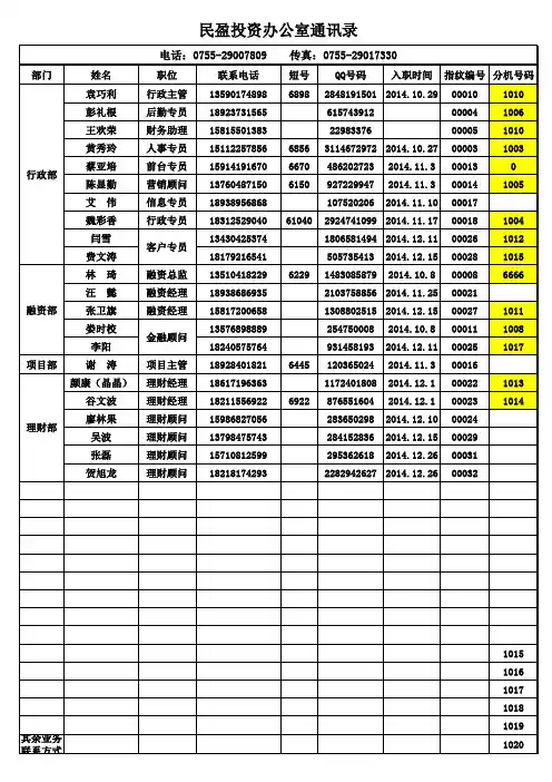 公司通讯录