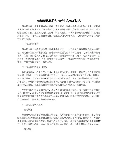 浅谈湿地保护与湿地生态恢复技术