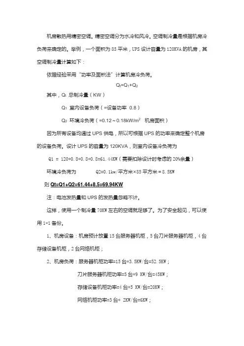 机房、空调、配电、消防-设计计算