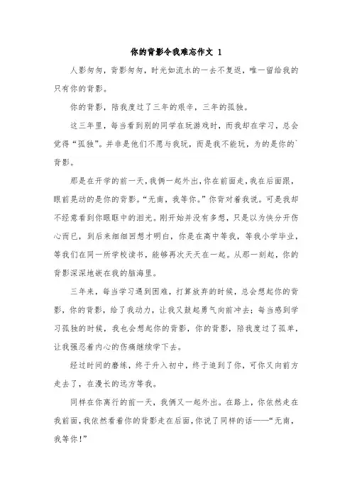你的背影让我难忘600字