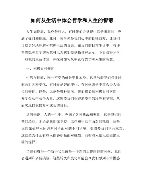 如何从生活中体会哲学和人生的智慧