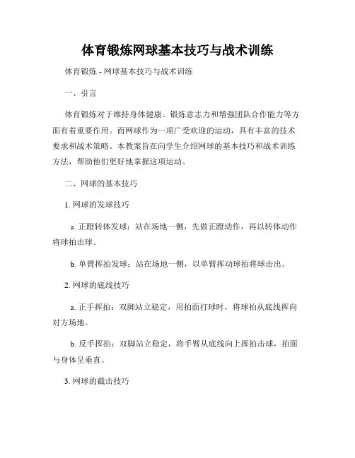体育锻炼网球基本技巧与战术训练