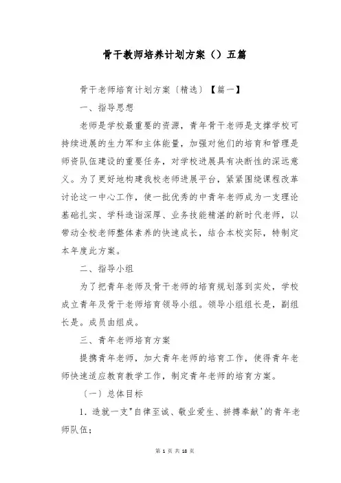 骨干教师培养计划方案()五篇