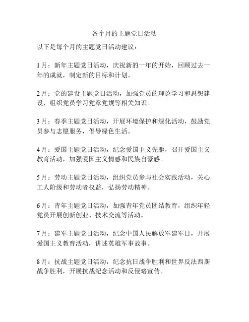 各个月的主题党日活动