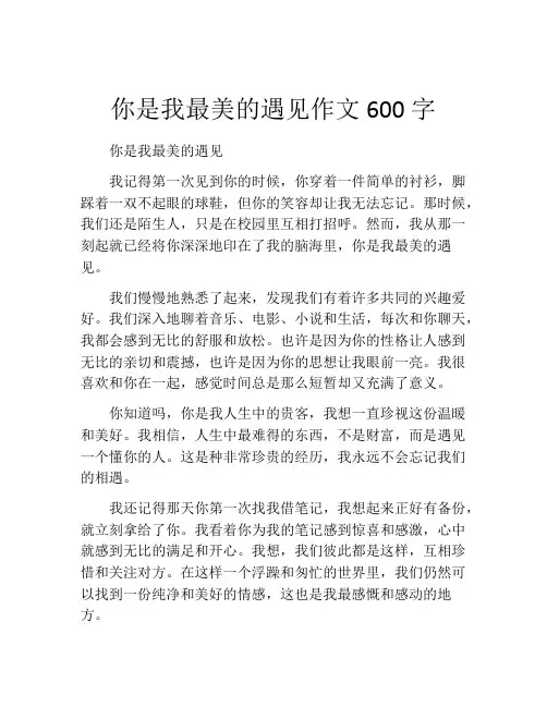 你是我最美的遇见作文600字