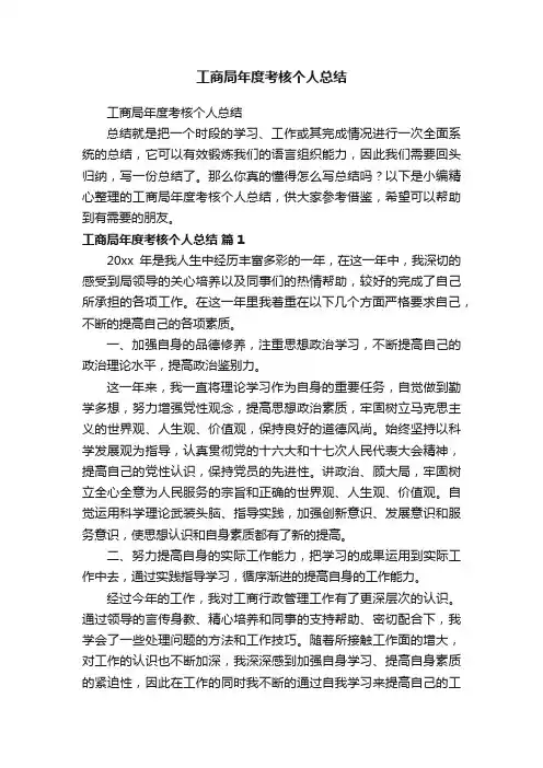 工商局年度考核个人总结