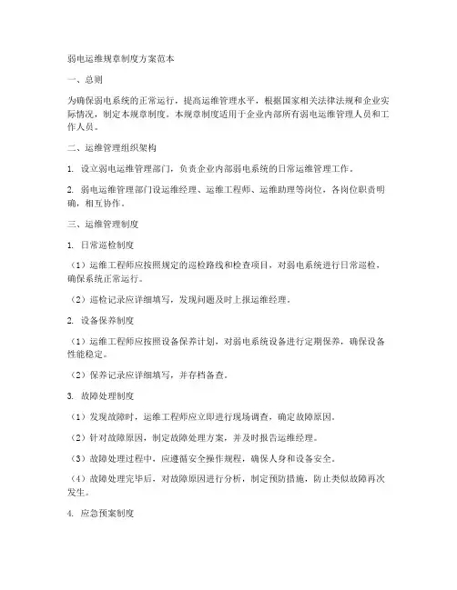 弱电运维规章制度方案范本
