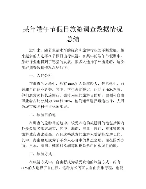 某年端午节假日旅游调查数据情况总结