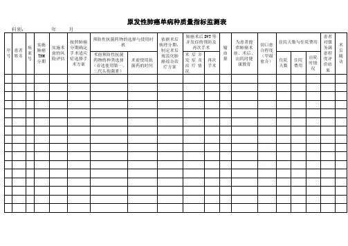 单病种质量指标监测表