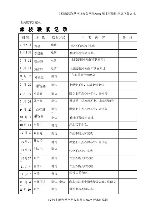 【记录】家校联系登记表