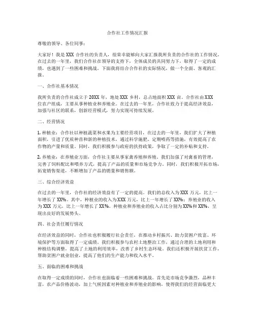 合作社工作情况汇报