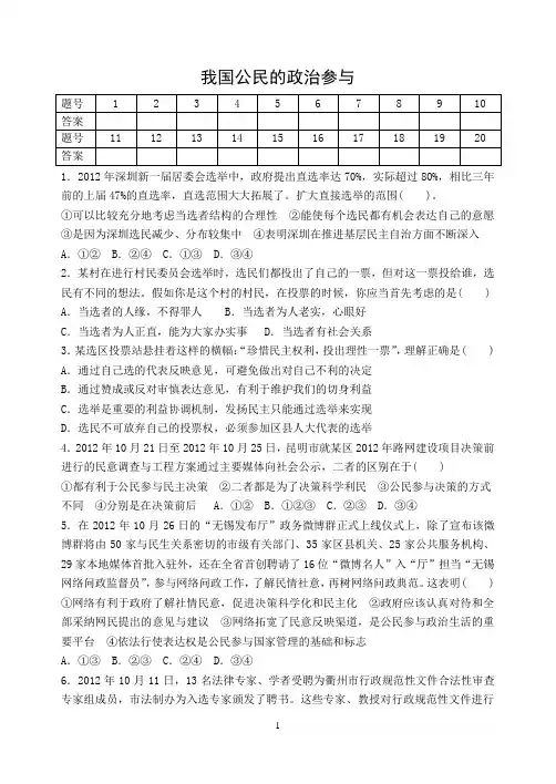 我国公民的政治参与