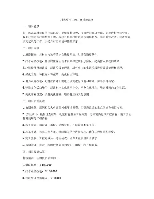 村容整治工程方案模板范文