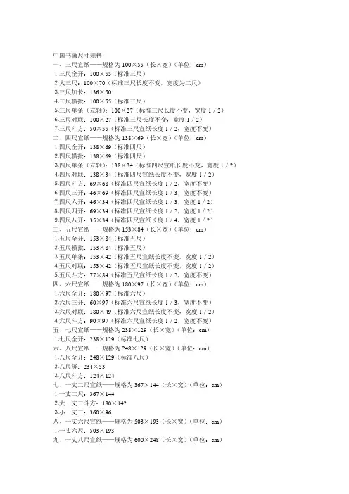 中国书画尺寸规格