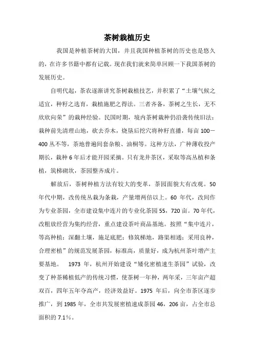 茶树栽植历史