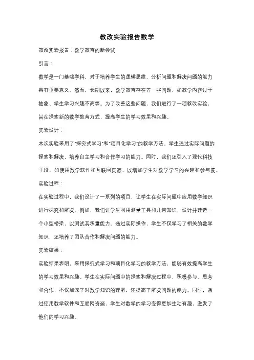 教改实验报告数学