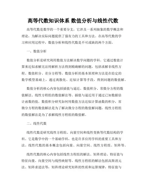 高等代数知识体系 数值分析与线性代数