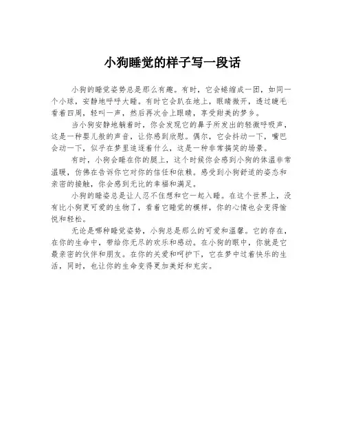 小狗睡觉的样子写一段话