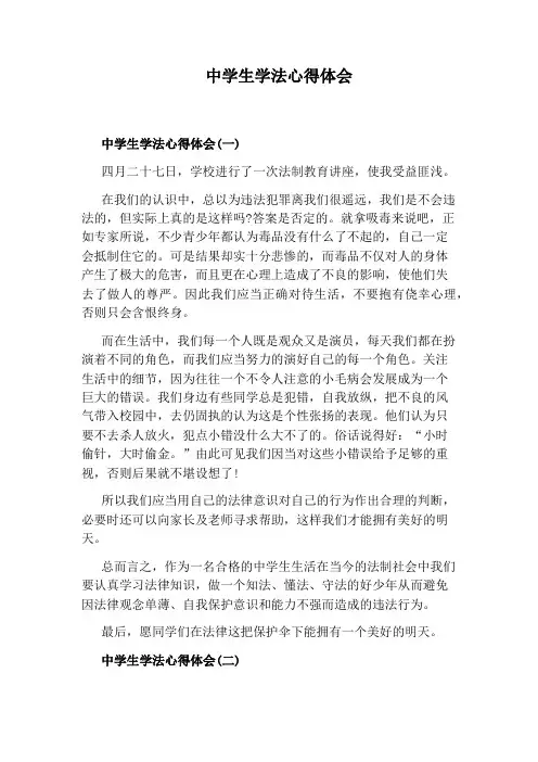 中学生学法心得体会