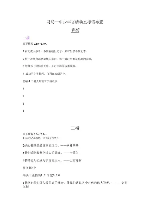 马坊一中少年宫活动室东楼标语布置