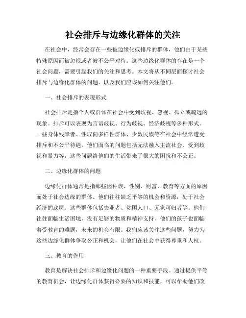 社会排斥与边缘化群体的关注