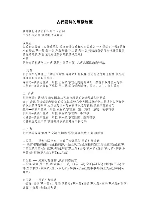 古代朝鲜的等级制度