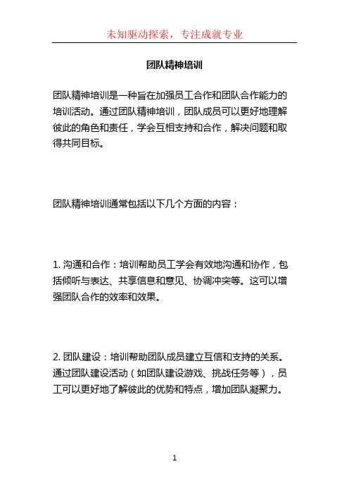 团队精神培训