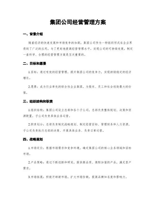 集团公司经营管理方案