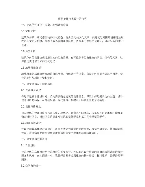 如何做建筑单体方案设计的内容