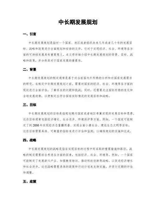 中长期发展规划