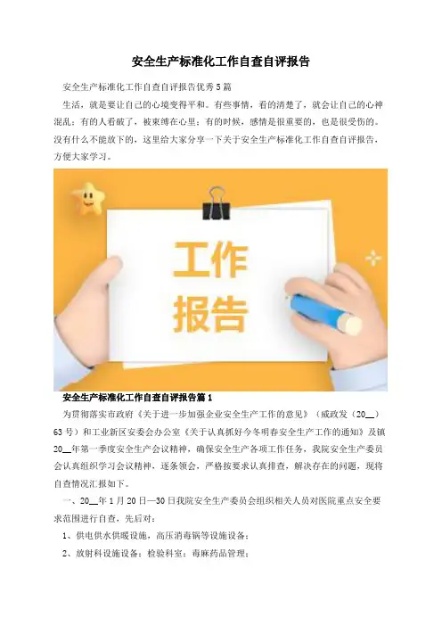 安全生产标准化工作自查自评报告