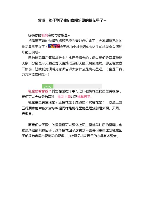紫微丨终于到了我们喜闻乐见的桃花星了~