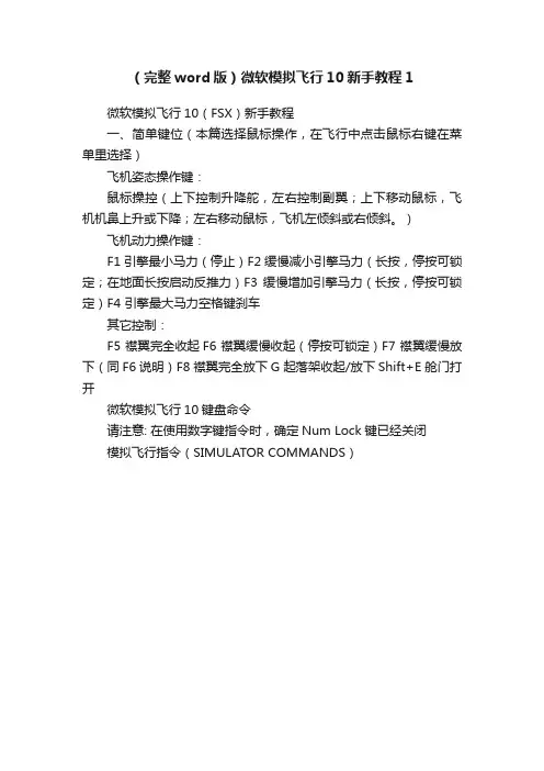 （完整word版）微软模拟飞行10新手教程1