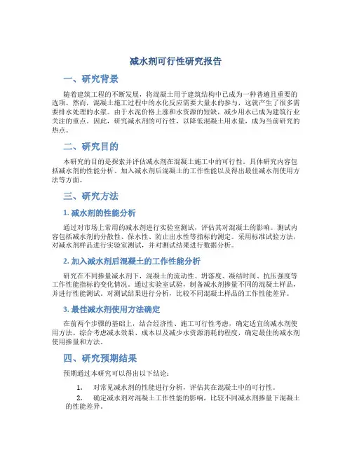 减水剂可行性研究报告