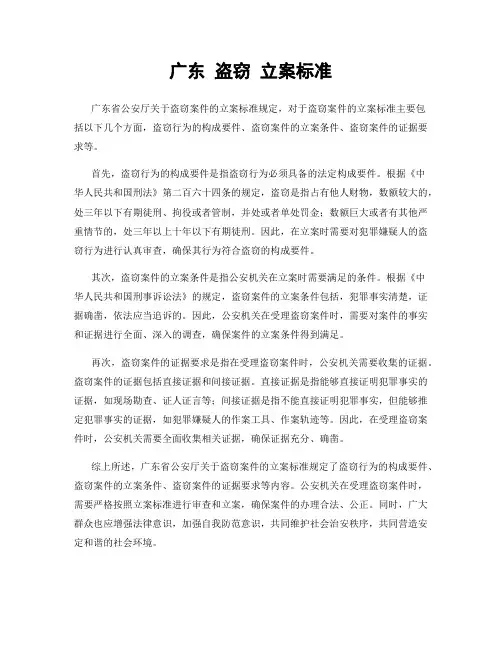 广东 盗窃 立案标准