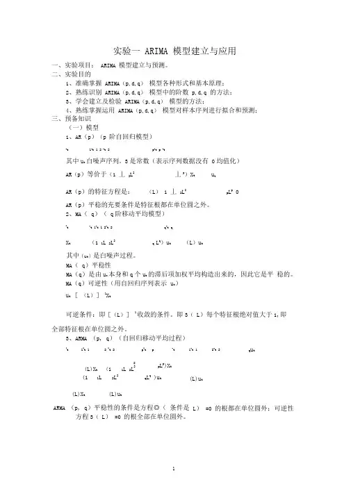 实验一arima模型建立与应用