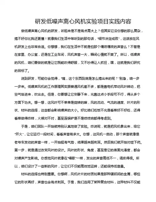 研发低噪声离心风机实验项目实践内容