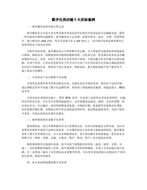 数字化供应链十大实际案例