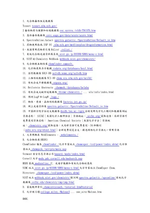 化工常用数据库