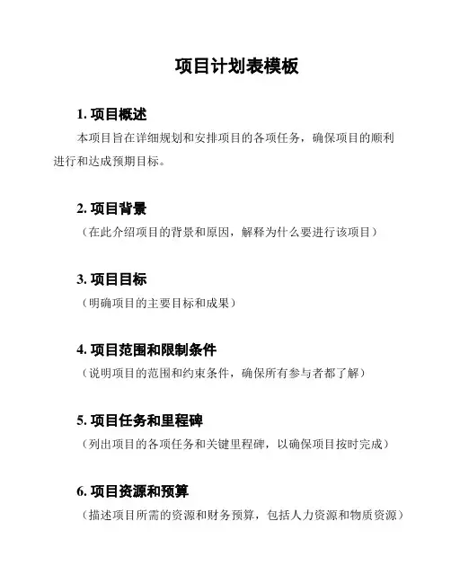 项目计划表模板
