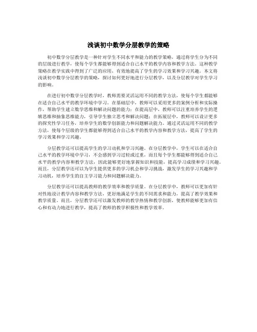 浅谈初中数学分层教学的策略