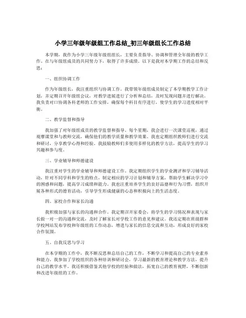 小学三年级年级组工作总结_初三年级组长工作总结