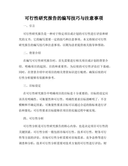可行性研究报告的编写技巧与注意事项