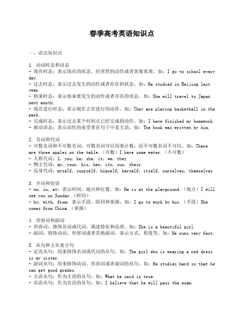春季高考英语知识点