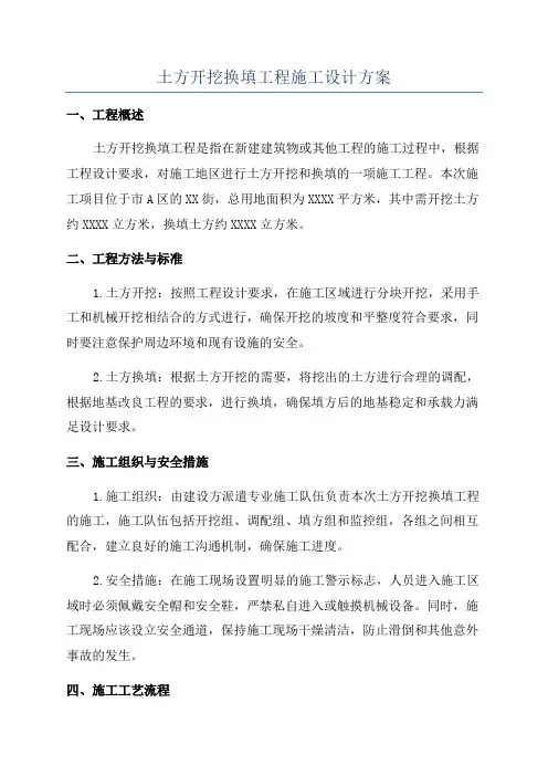 土方开挖换填工程施工设计方案